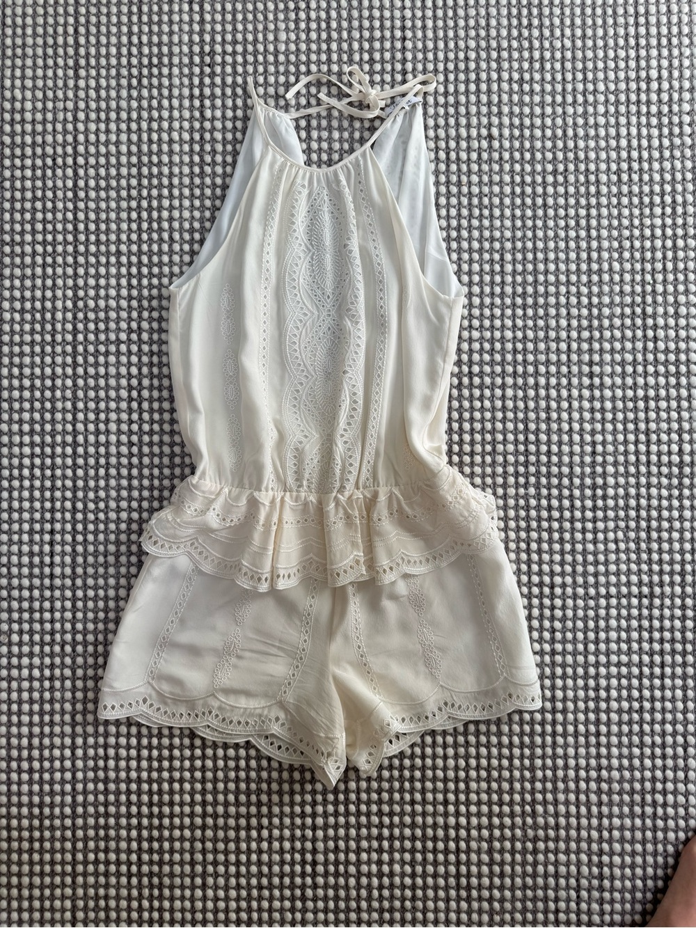 Parker Ivory Silk Lace backless Romper